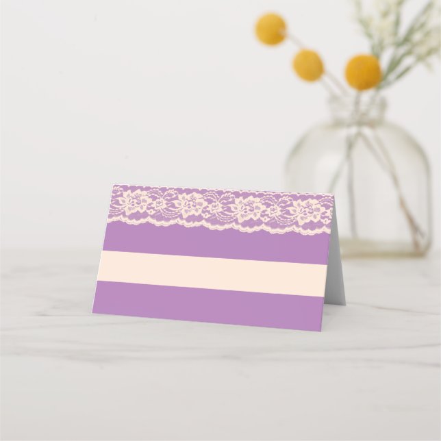 Decoração de Mesa com Renda Roxa Mimosa Bar Cartão (Frente)
