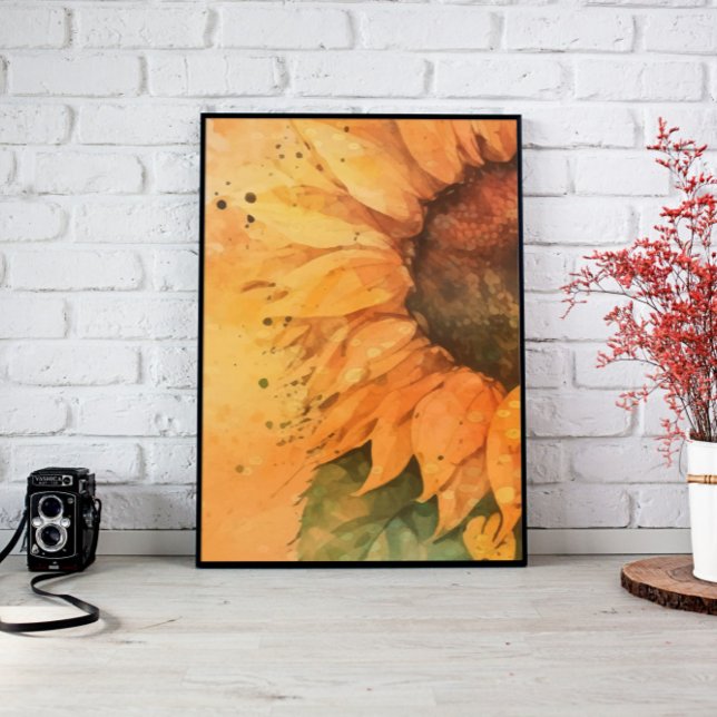 Decoração de Muro de Girassol, Canvas de Aquarela (sunflower canvas, matisse flower art canvas, living room décor, above bed wall art, modern home déco)