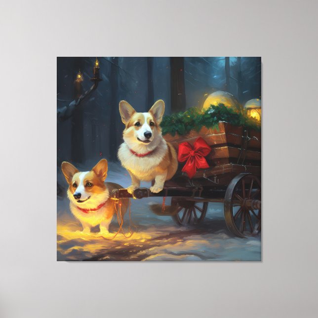 Decoração de Natal Corgi Snowy Sleigh  (Frente)
