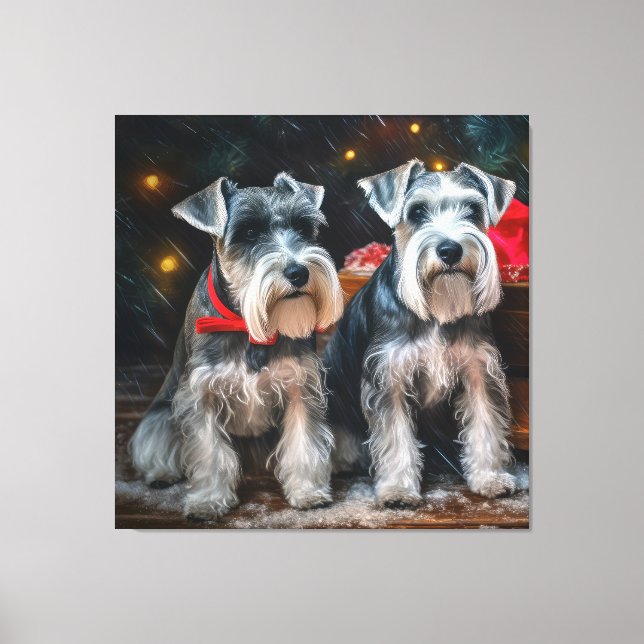 Decoração de Natal de Schnauzer Snowy Sleigh (Frente)
