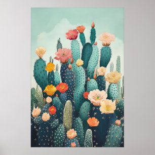 Decoração de Parede Botânica - Cacto Florido Vinta