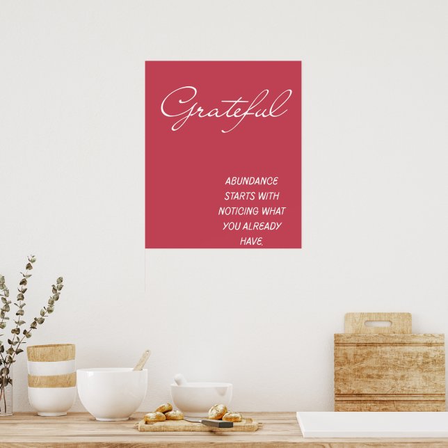Decoração de Parede com Citação de Abundância Grat (Cozinha)