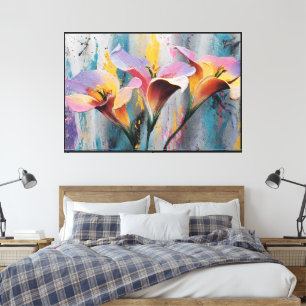 Decoração de Parede com Flores Abstratas – Tela Fl