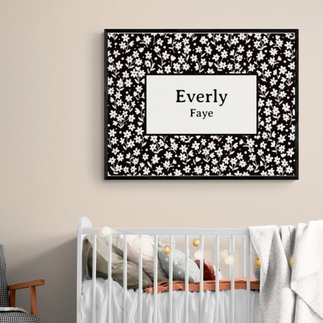 Decoração de Parede com Nome Personalizado Preto B (Customize this baby name print! Shown with a black frame. You will be purchasing the print only.)