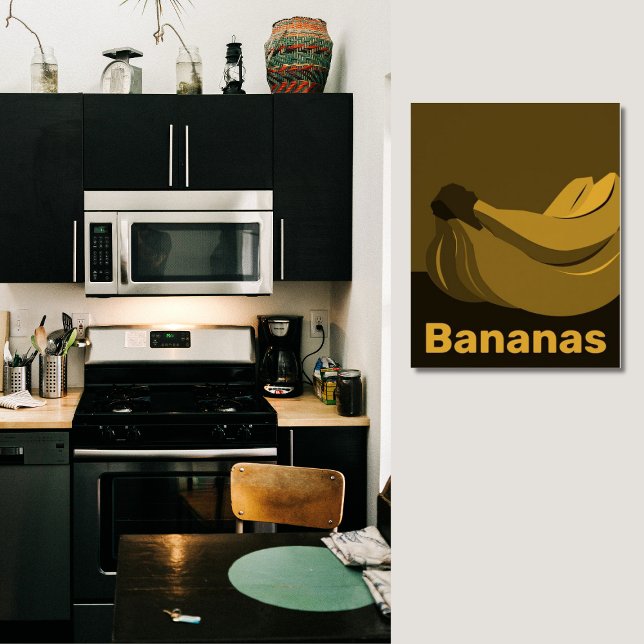 Decoração de parede da cozinha amarela e preta - P (Yellow & Black Kitchen Wall Decor - Poster)