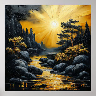 🌄 Decoração de Parede do Rio do Pôr do Sol Para C