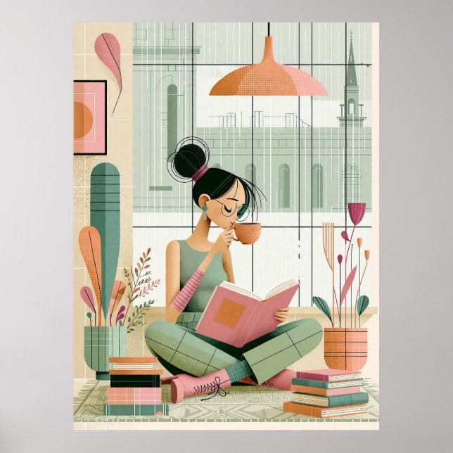 Decoração de Parede em Poster de Sala de Leitura R (Frente)
