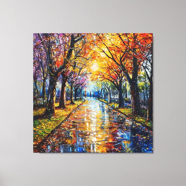 Decoração de parede em tela com paisagem de outono (Frente)