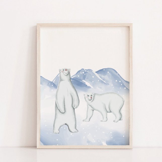 Decoração de Parede para Berçário de Urso Polar de (Snow Winter Polar Bear Arctic Nursery Wall Decor)
