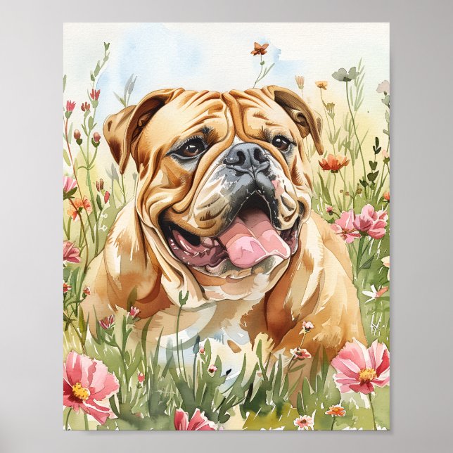 Decoração de Wall Art Imprimível do Bulldog Poster (Frente)