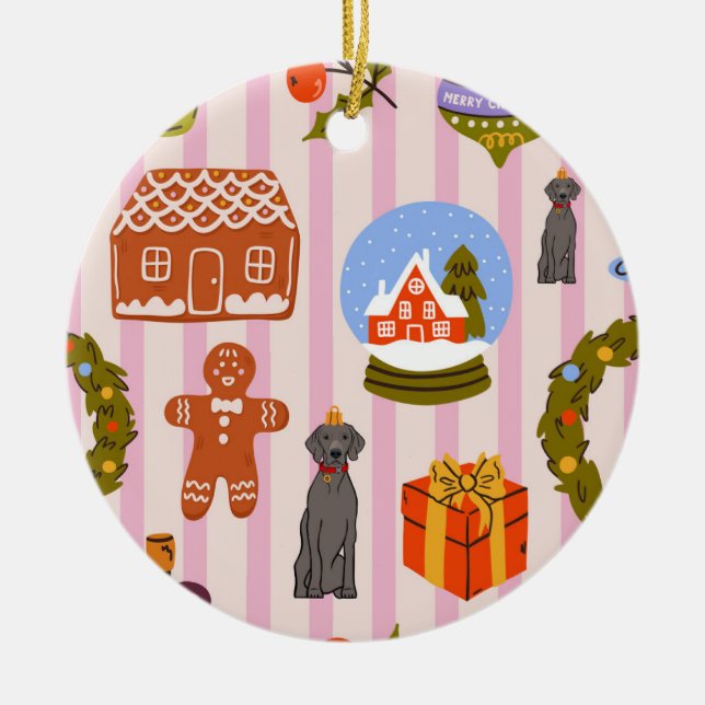 Decoração de Weim com enfeites de Natal em rosa  (Frente)