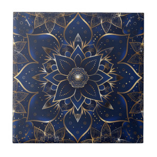 Decoração do índio Azulejo Azul Mandala Português