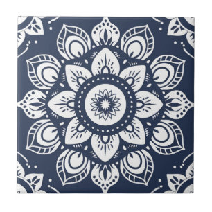 Decoração do índio Azulejo Azul Mandala Português