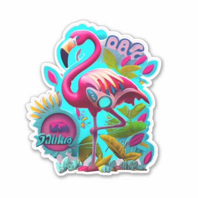Decoração Flamingo com adesivos Vibrantes (Frente)