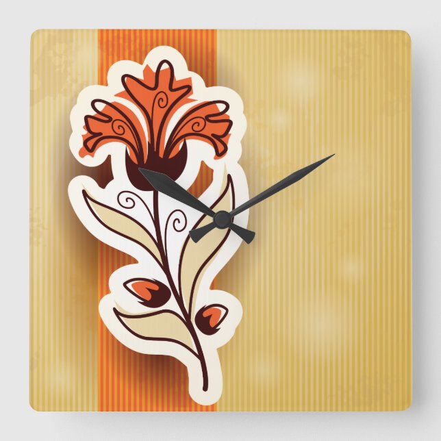 Decoração moderna com flor, relógio de parede (Frente)