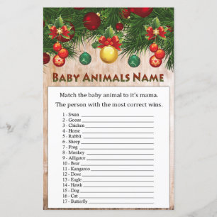 decorações de natal Jogo de Nomes de Animais Bebês