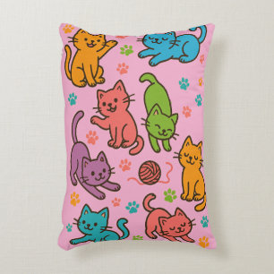 Decorativa Almofada Colorida com Gatos de Desenho Animado – R