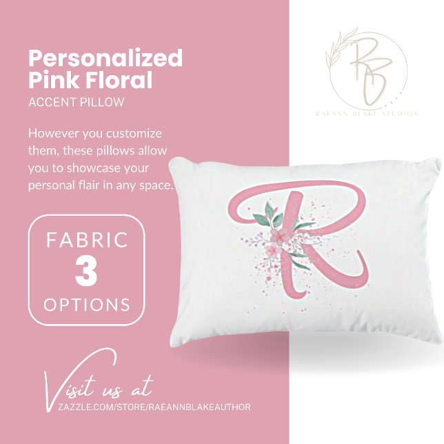 Decorativa Almofada com Acento Floral Rosa Personalizado (Criador carregado)