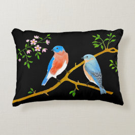 Decorativa Almofada com Acento Preto de Azulejos