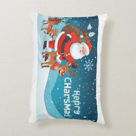 Decorativa almofada com Papai Noel e rena