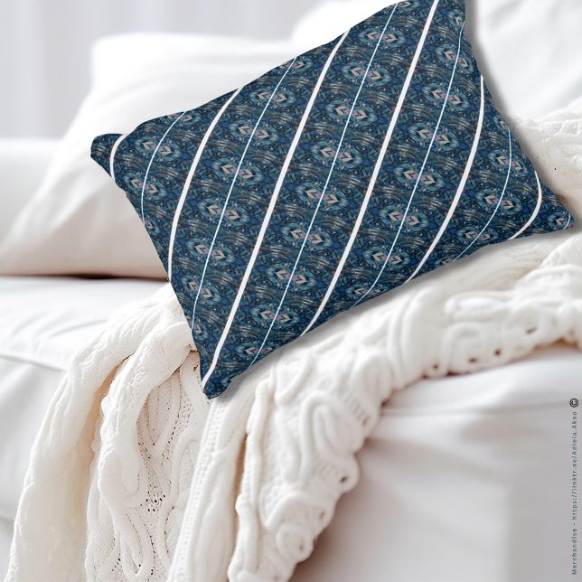 Decorativa Almofada de Acabamento com Faixa Azul da Poet Adie (Blue Stripe Accent Pillow by Poet Adiela Akoo. Love it? Get it! Browse my store for more great finds)