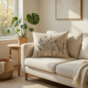 Decorativa Almofada de Acabamento com Flor Silvestre Botânica