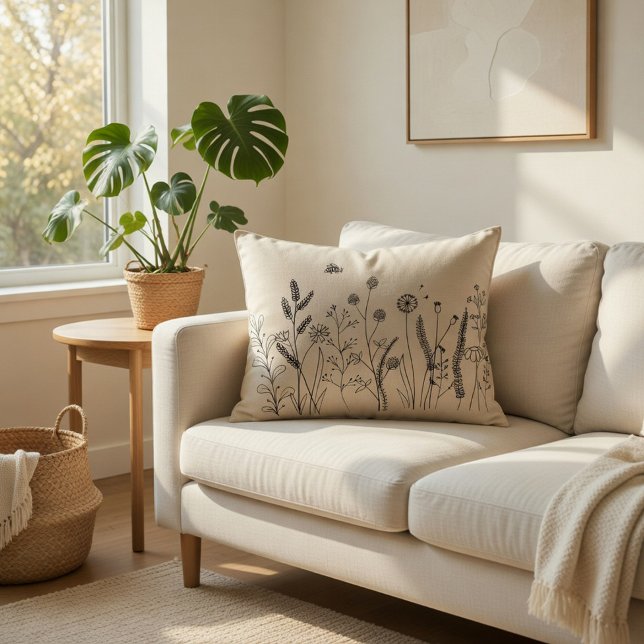 Decorativa Almofada de Acabamento com Flor Silvestre Botânica (Criador carregado)