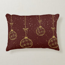 Almofada de Acabamento de Natal com Ornamento Verm
