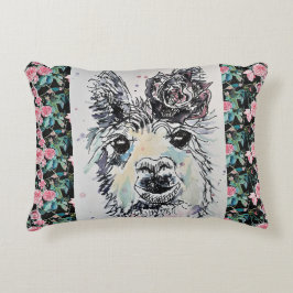 Decorativa Almofada de Acabamento em Aquarela de Alpaca Llama