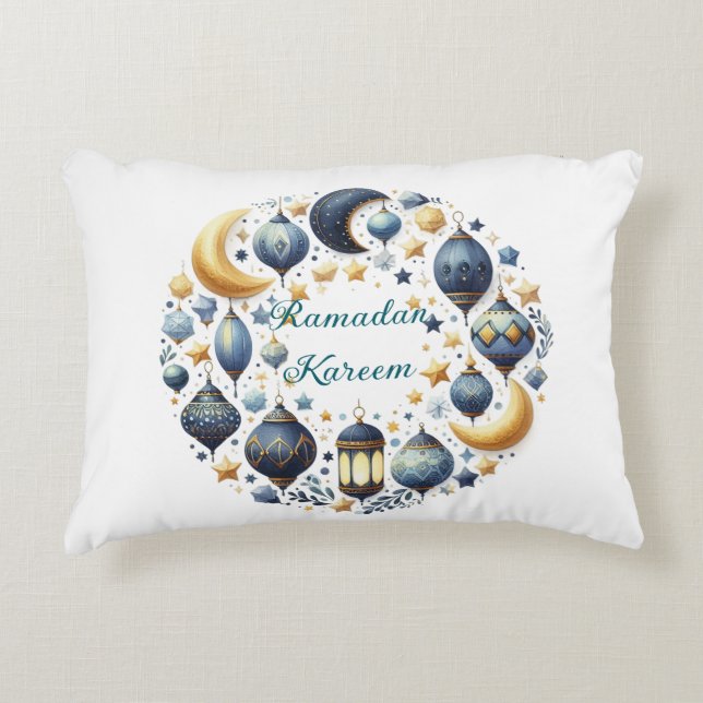 Decorativa Almofada de Acabamento Islâmico Ramadan Kareem & E (Frente)