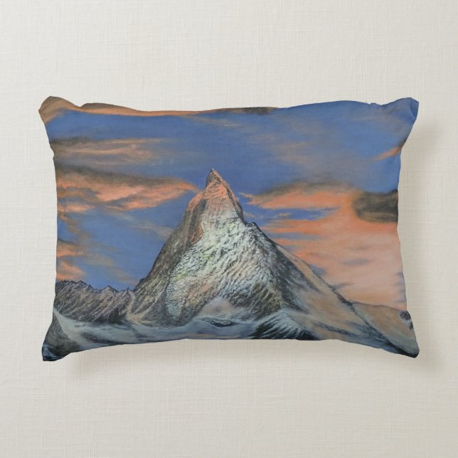Decorativa Almofada de Acabamento - "O Matterhorn ao Pôr do S (Frente)
