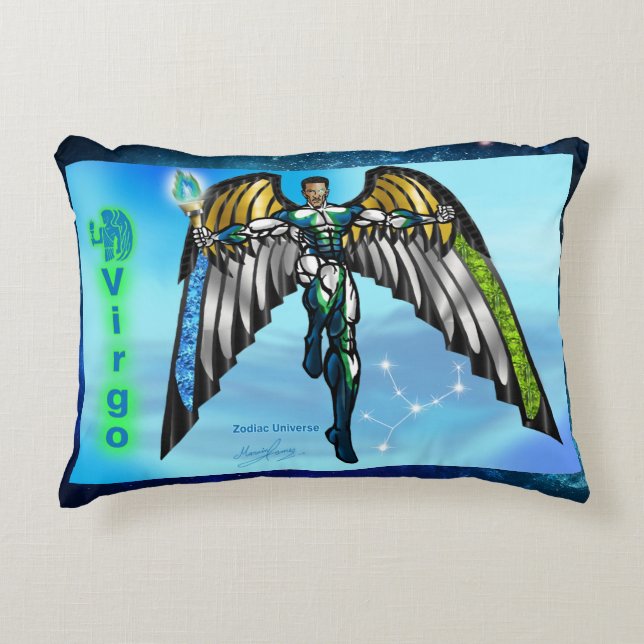 Decorativa Almofada de Acabamento Zodiac Universe-Virgem (Frente)
