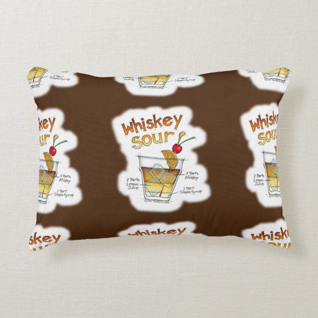 DECORATIVA ALMOFADA DE ACENTO - ARTE DE WHISKEY SOUR COM RECE (Frente)