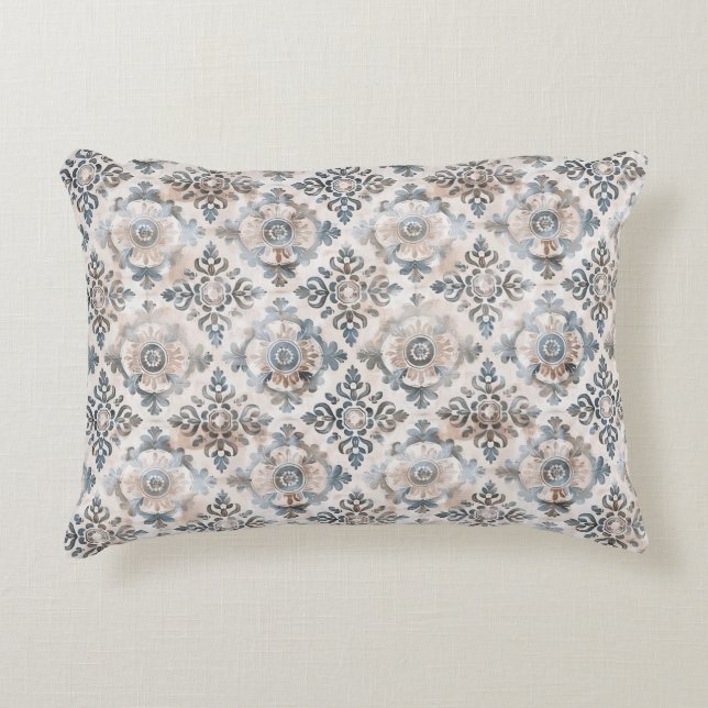 Decorativa Almofada de Acento de Azulejo Floral Retro Francês (Frente)