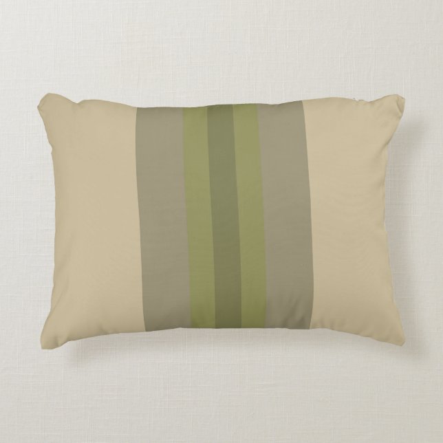 Decorativa Almofada de Acento Listrada Bege Verde Musgo Moder (Frente)