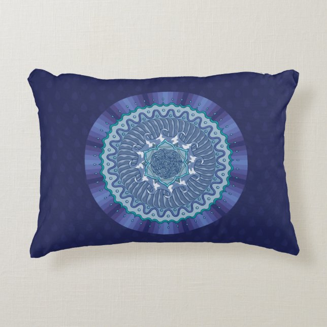Decorativa Almofada de Acento Mandala de Água (Frente)