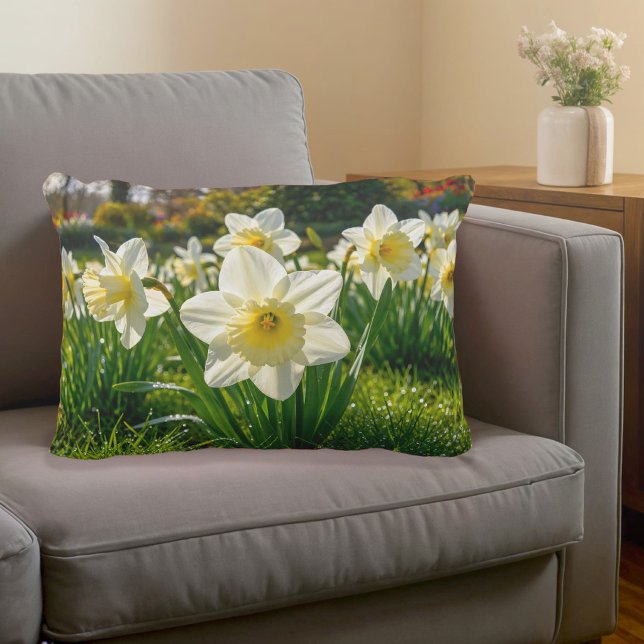 Decorativa Almofada de Acento Narcisos Brancos (Accent pillow with white daffodils)