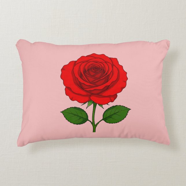 Decorativa Almofada de Acento Rosa Vermelha (Frente)