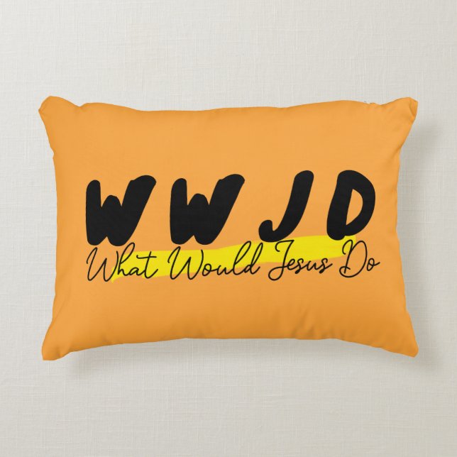 Decorativa Almofada de Acento WWJD – “O Que Jesus Faria” (Frente)