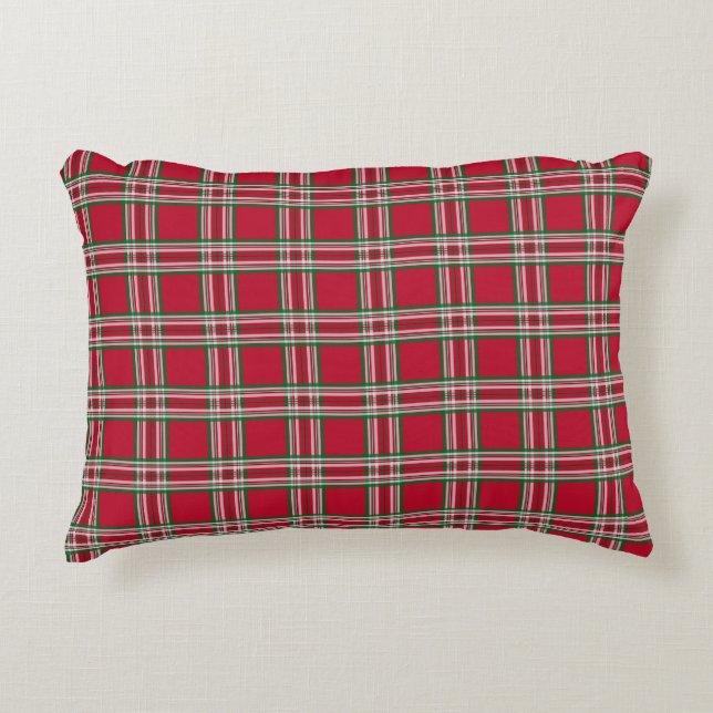 Decorativa Almofada de Acento Xadrez Vermelho Retro (Frente)