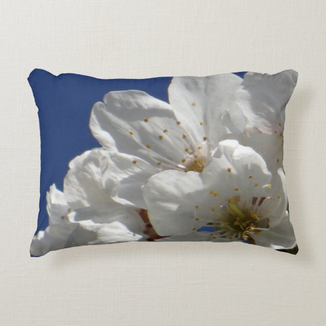 Decorativa Almofada de Arremesso de Flores Brancas Fofas (Frente)