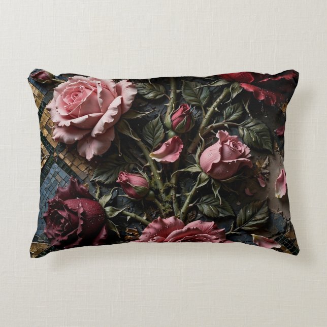 Decorativa Almofada de Arremesso Rosa Mosaico (Frente)