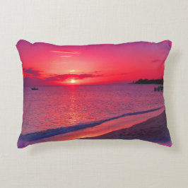 Decorativa Almofada de Arremesso Tropical Rosa Pôr do Sol