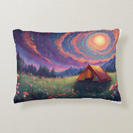 Decorativa almofada de camping psicodélica