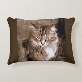 Decorativa Almofada de lançamento de gato Maine Coon Sépia