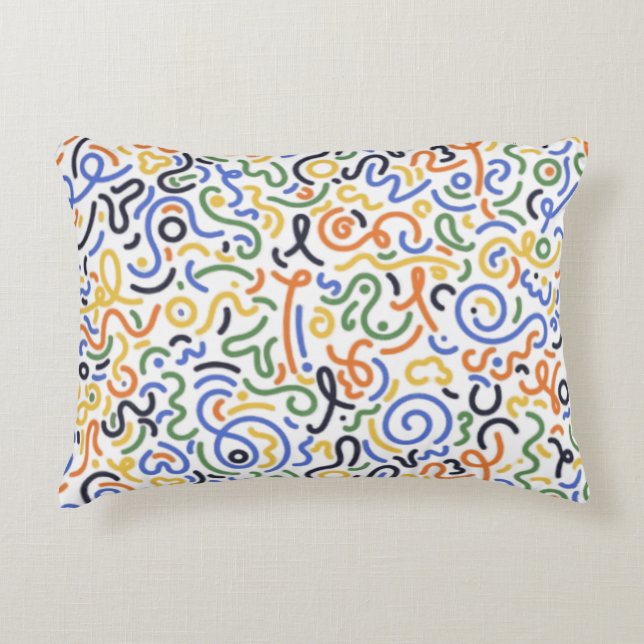 Decorativa Almofada de lançamento de rabisco abstrato vibrant (Frente)