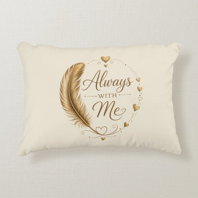 Decorativa Almofada de Recordação Sempre Comigo Pena Dourada (Frente)