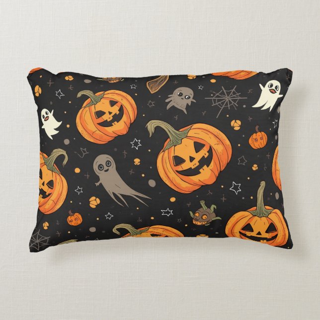 Decorativa almofada de travesseiro de abóbora de halloween (Frente)