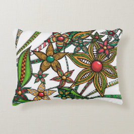 Decorativa Almofada Lombar com Padrão Floral Zentangle Artíst