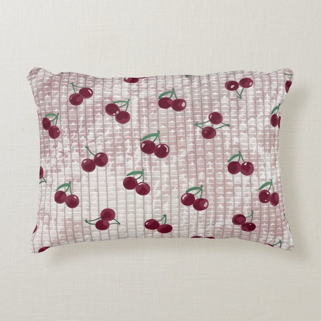 Decorativa Capa de Almofada de Crochê Cereja – Rosa Pastel (Frente)